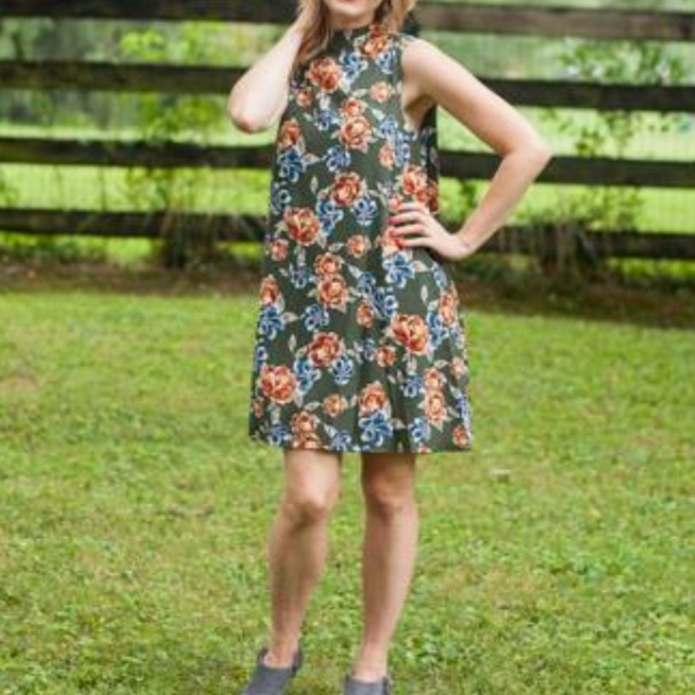 Olive Floral Dress